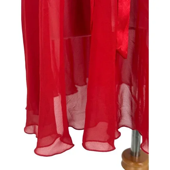 Vintage 1999 Victorias Secret Red Satin Sheer Babydoll Lingerie w/Bow Detail Y2K - Picture 9 of 16